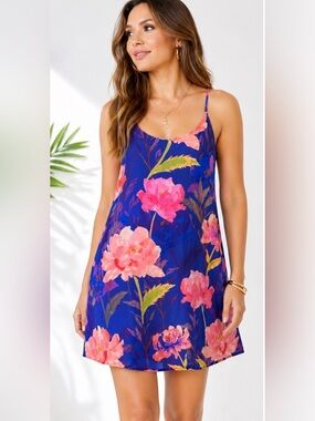 Everly Blue Floral Racerback slip dress